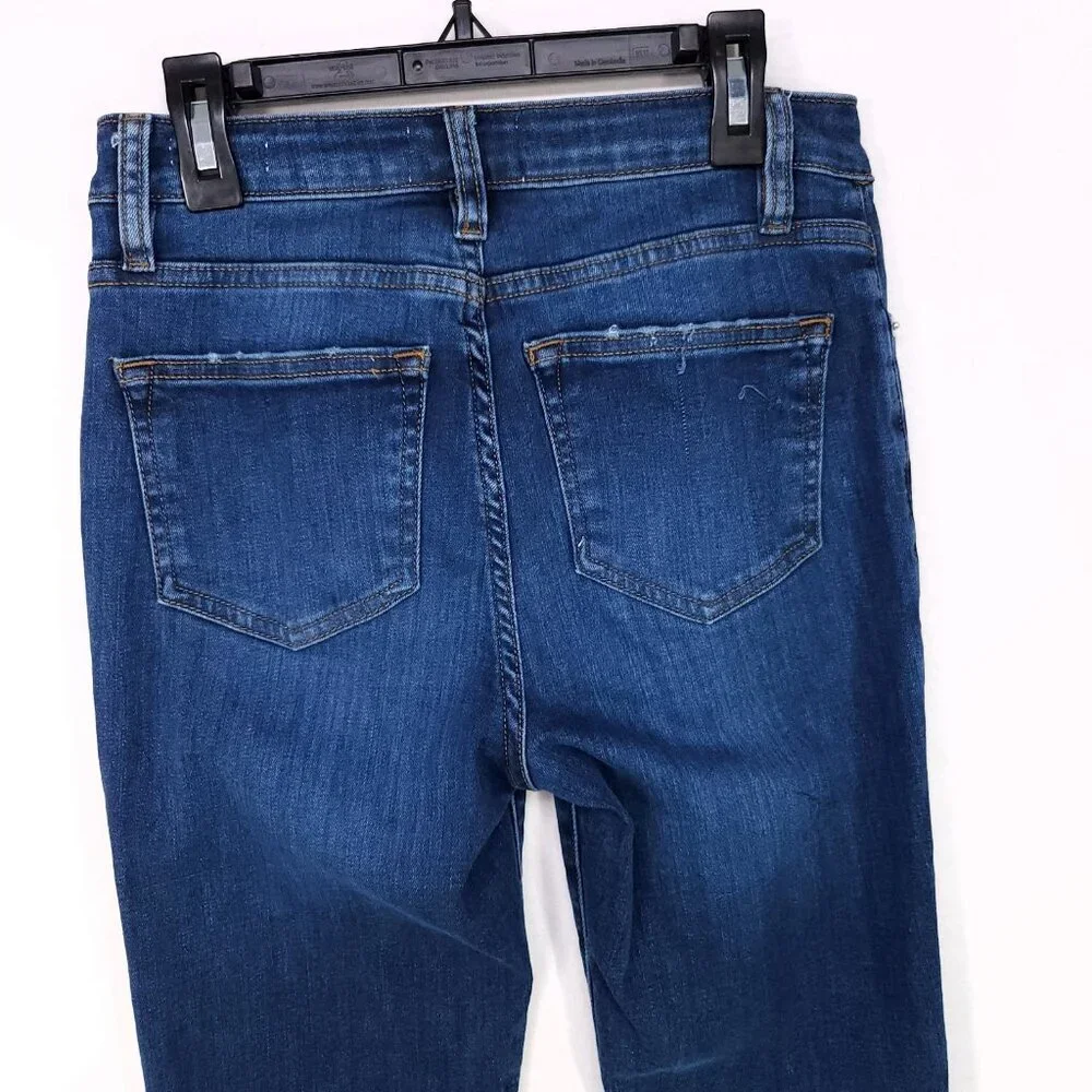 Frame Jeans Le Crop Mini Boot Womens Size 25 Blue Whiskered Cut-off Raw Hem - Picture 4 of 15